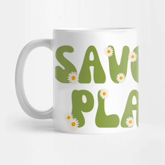 save the planet retro groovy pink and green - earth day by opptop